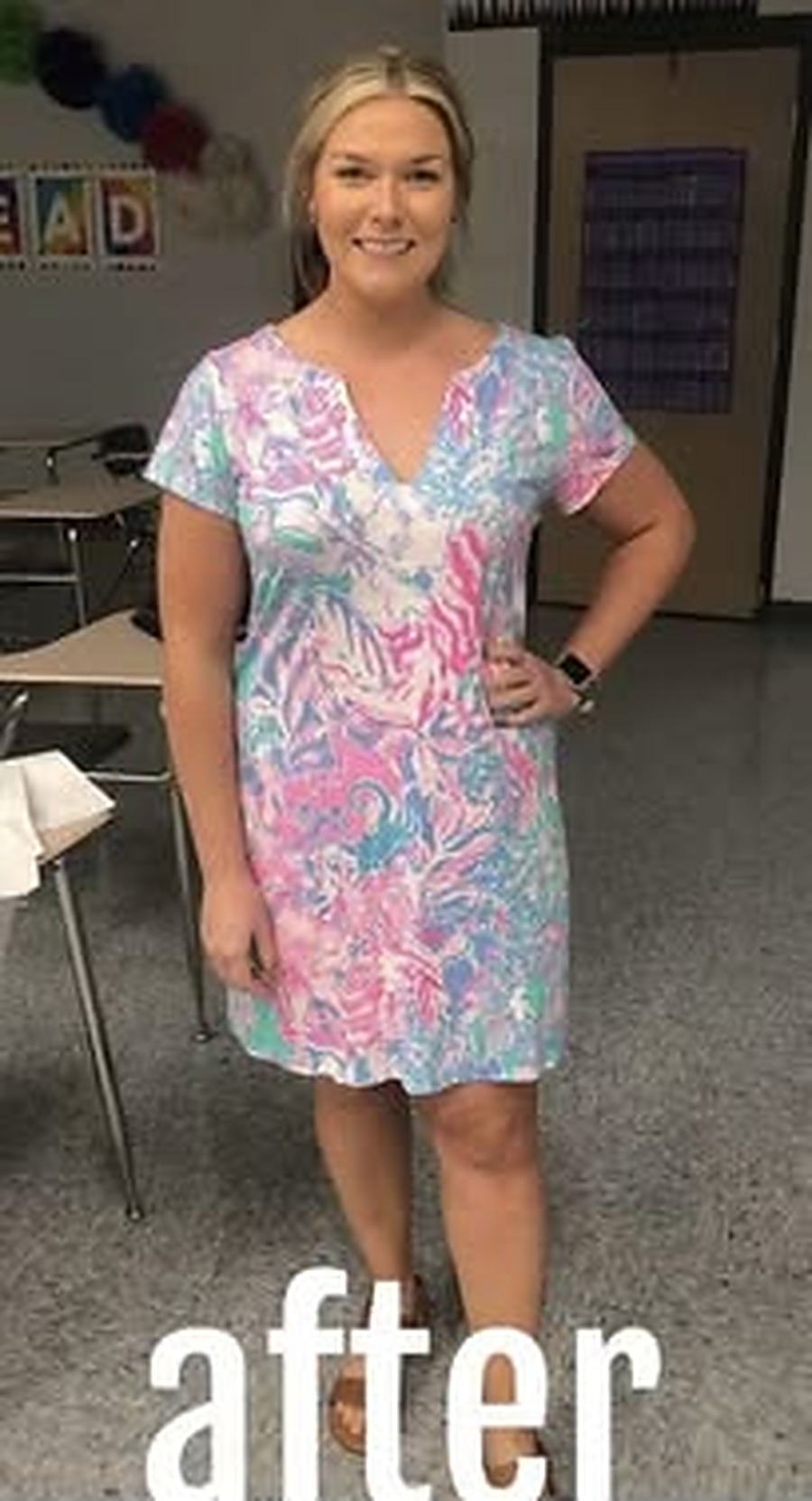 After — Same Dress, 50 LBs Down